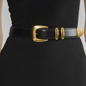 Aritzia Legendary Solid Brass Leather Wide Belt